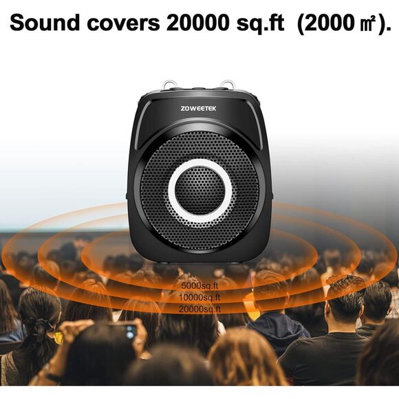 ZOWEETEK Voice Amplifier with Wireless Microphone Headset - New - Picture 5 of 9